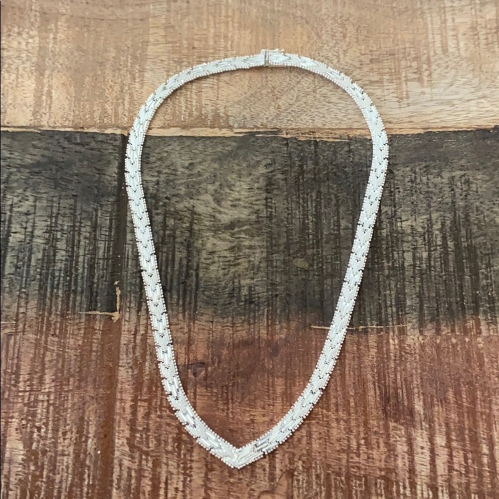 Sterling Silver Chevron V Necklace Solid Heavy